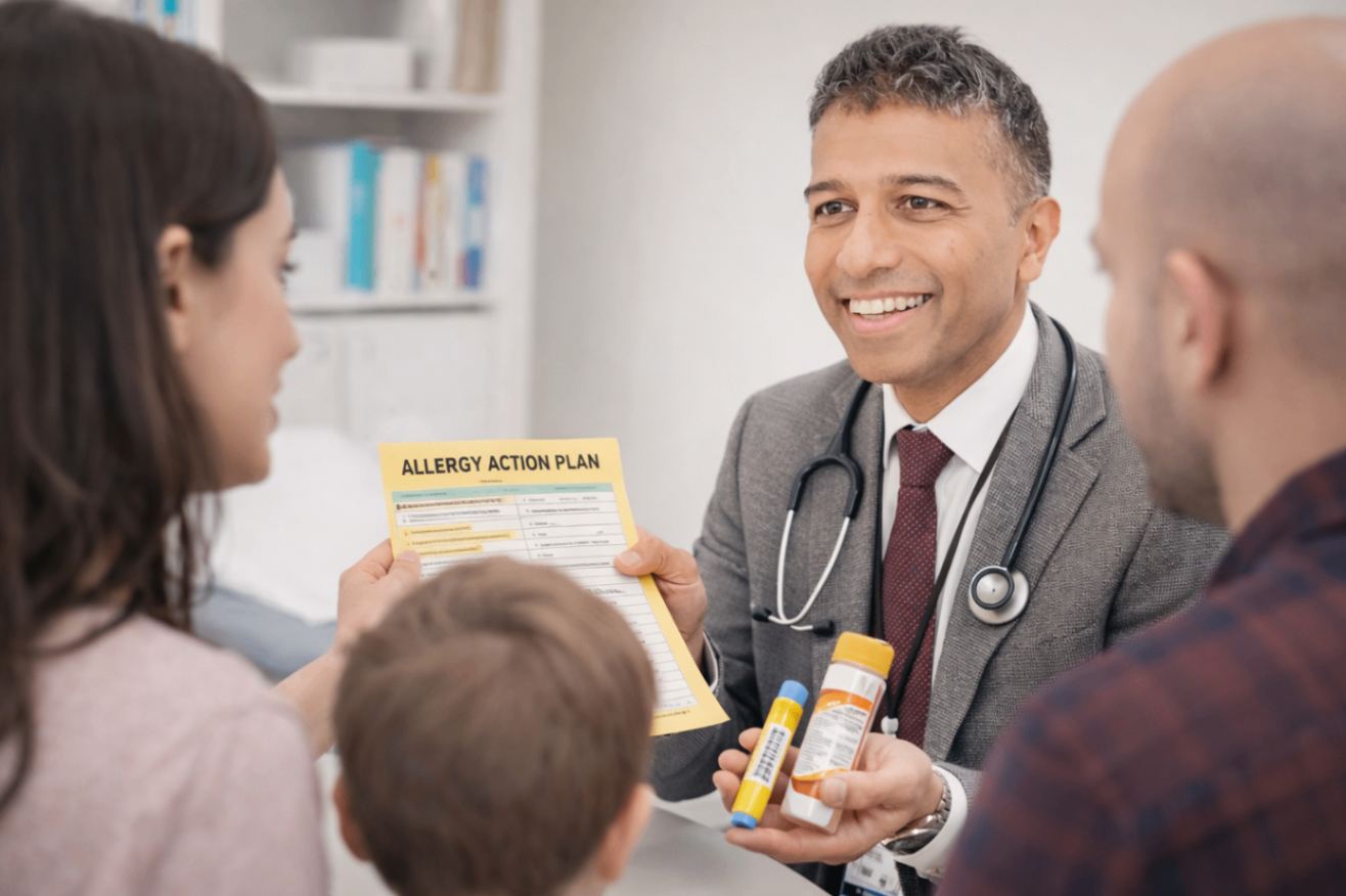 Allergy action plan consultation with family